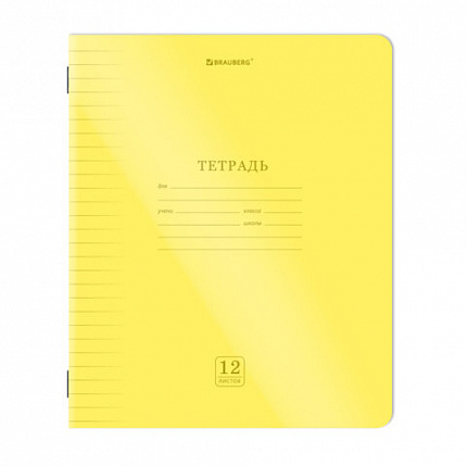Тетрадь пластиковая обложка (НЕОН) 12 листов, линия, BRAUBERG "Smart Cover", АССОРТИ (микс в спайке), 405026