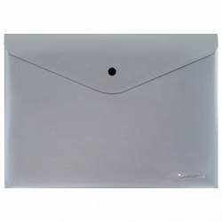 Папка-конверт с кнопкой СЕРЕБРИСТАЯ BRAUBERG "SILVER", А4, непрозрачная, ПРОЧНАЯ 0,2 мм, 272884