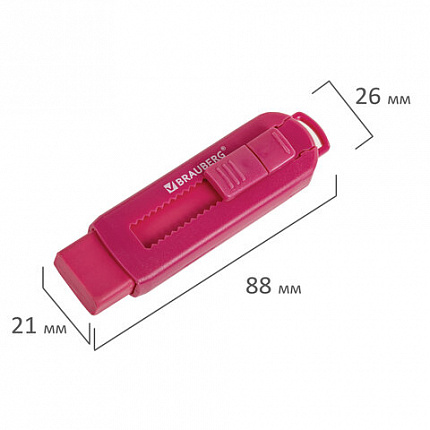Ластик выдвижной BRAUBERG "Slider", 88х26х21 мм, яркие цвета корпуса ассорти, 271985