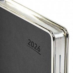 Ежедневник датированный 2026 А5 148х218 мм, GALANT "Infinity Silver", под кожу, серый, 117499