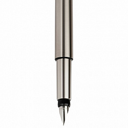 Ручка перьевая PARKER "Vector Stainless Steel", корпус серебристый, детали из нержавеющей стали, синяя, S0029690