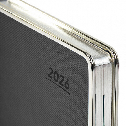 Ежедневник датированный 2026 А5 148х218 мм, GALANT "Infinity Silver", под кожу, серый, 117499