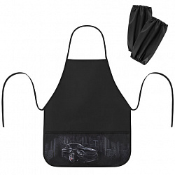 Фартук с нарукавниками для уроков труда BRAUBERG, 3 кармана, 46x54 см, "City car", 273639
