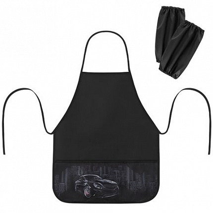 Фартук с нарукавниками для уроков труда BRAUBERG, 3 кармана, 46x54 см, City car, 273639