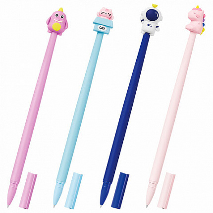 Ручка фигурная силиконовая шариковая FUNSTER (ФАНСТЕР) "SILICONE MIX", СИНЯЯ, корпус ассорти, узел 0,7 мм, линия письма 0,35 мм, 144370