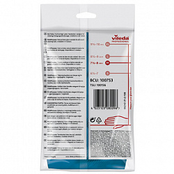 Перчатки VILEDA многоцелевые латексные МНОГОРАЗОВЫЕ х/б напыление, ПРОЧНЫЕ, M (средний), синие, 174353