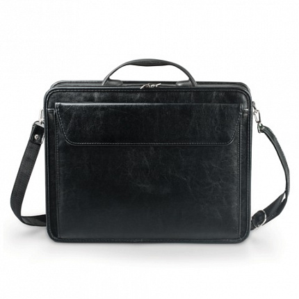 Портфель "Паритет", 38х29х6 см, искусственная кожа, 3 отделения, на молнии, черный