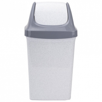 Ведро мусорное с КРЫШКОЙ (качающейся) 15 литров, "СВИНГ", 47х27х23 см, серое, IDEA, М 2462
