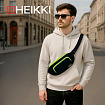 Сумка на пояс HEIKKI RIO (ХЕЙКИ), карман, регулируемый ремень, черная/салатовая, 30х12x10 см, 272615