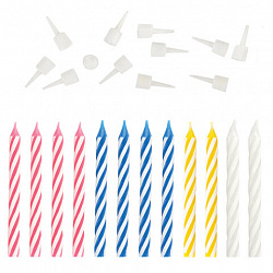 Набор свечей для торта 12 шт., 6 см, с держателями, ЗОЛОТАЯ СКАЗКА, в блистере, 591446