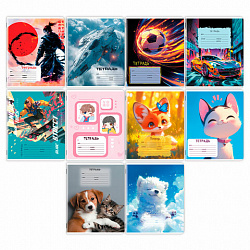 Тетрадь 12 л. ЮНЛАНДИЯ, клетка, обложка картон, МИКС-2, 107273