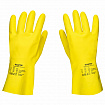 Перчатки латексные SCAFFA "Луч", КЩС-2, хлопчатобумажное напыление, размер 9, L (большой), желтые, 00-01017718