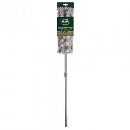 Швабра с флаундером 43 см  МОП микрофибра с длинный ворсом, черенок 71-112 см, Master FRESH, ШК4302