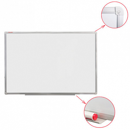 Доска магнитно-маркерная 60х90 см, алюминиевая рамка, ГАРАНТИЯ 10 ЛЕТ, РОССИЯ, BRAUBERG Стандарт, 235521