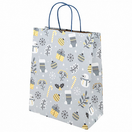 Пакет подарочный (1 штука) новогодний 26x13x32 см, "Kraft Large", ассорти, ЗОЛОТАЯ СКАЗКА, 592132