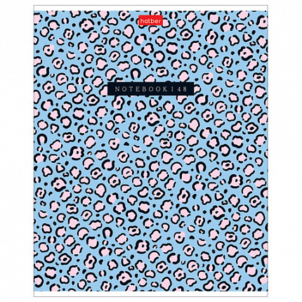 Тетрадь обложка пластик, А5 48л. скоба, клетка, HATBER, LEO-принт (микс в спайке), 09, 48Т5В1пл