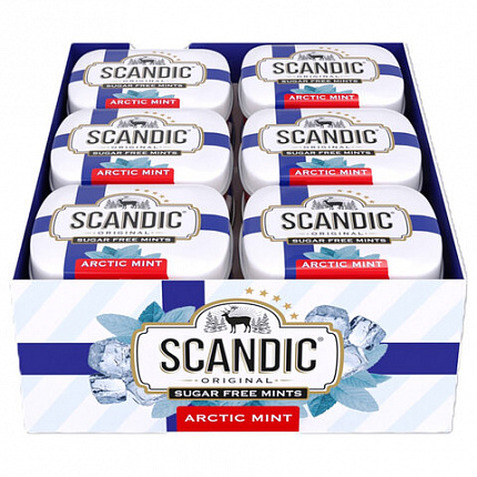 Драже освежающие SCANDIC без сахара со вкусом "Арктическая мята", 14 г., 4603738769872