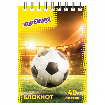 Блокнот МАЛЫЙ ФОРМАТ А7 75х105 мм, 40 л., гребень, картон, клетка, ЮНЛАНДИЯ, "МОНСТР-ТРАК"/"ФУТБОЛ", 129859