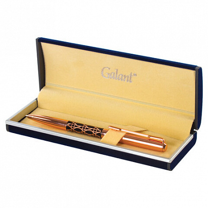 Ручка подарочная шариковая GALANT "Interlaken", корпус золотистый с черным, золотистые детали, пишущий узел 0,7 мм, синяя, 141663