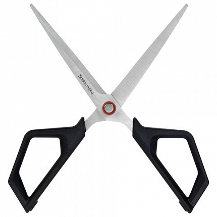 Ножницы BRAUBERG "Super black" 170 мм, черные, 3-сторонняя заточка, ручки из ABS-пластика, 238854
