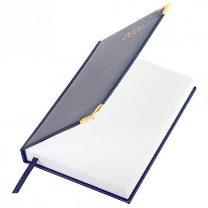 Ежедневник датированный 2026, А5, 138x213 мм, BRAUBERG "Senator", под кожу, синий, 117091