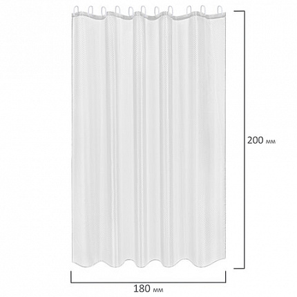 Шторка для ванной ПОЛИЭСТЕР, 180х200 см, кольца в комплекте, БЕЛЫЙ БРИЛЛИАНТ, PRIMILA (ПРИМИЛА), 700093