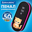 Пенал-футляр BRAUBERG, 1 отделение, органайзер, полиэстер, 22x9х5 см, "Angry kitty", 273566