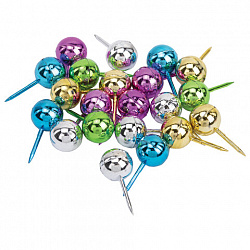 Силовые кнопки-гвоздики BRAUBERG METALLIC, цвет ассорти металлик (шарики), 50 штук, 10 мм, 272757