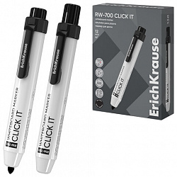 Маркер стираемый для белой доски автоматический ERICH KRAUSE RW-700 "Click it", ЧЕРНЫЙ, 2 мм, 60830