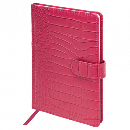 Еженедельник датированный 2026 А5 145х215 мм, BRAUBERG "Party", под кожу, розовый, 117176