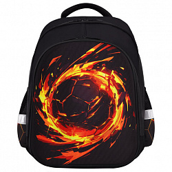 Ранец BRAUBERG KIDS STANDARD, 2 отделения, Fire split, 3D-панель, 36х28х14 см, 273147