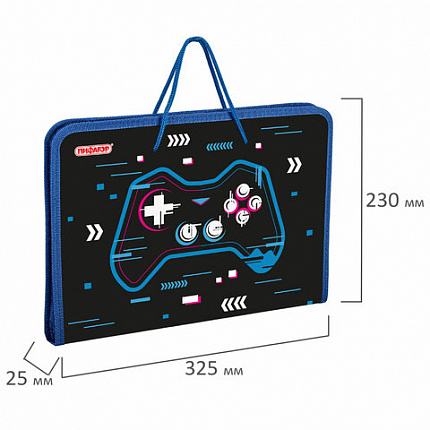 Папка для труда на молнии с ручками ПИФАГОР А4, 1 отделение, пластик, органайзер, "Lucky gamer", 273390