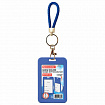Бейдж вертикальный (85х54 мм), петля с карабином, СЛАЙДЕР, синий, BRAUBERG EXTRA, 238836