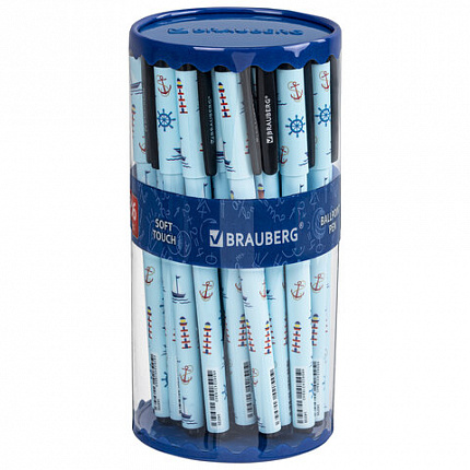 Ручка шариковая BRAUBERG SOFT TOUCH GRIP "NAVY", СИНЯЯ, мягкое покрытие, узел 0,7 мм, 143725