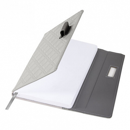 Ежедневник недатированный А5 145х215 мм, BRAUBERG "Stitch", под кожу, магнит, 160 л., серый, 116591