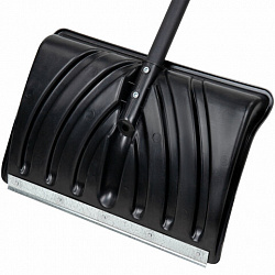 Лопата снеговая 46х33см "КРЕПЫШ" ребра жесткости, планка на клепках СУПЕРПРОЧНАЯ алюминиевый черенок с V-ручкой, ЧЕРНАЯ, ГРАНДМАСТЕР, 700330