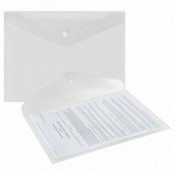 Папка-конверт с кнопкой BRAUBERG "SUPER", А4, прозрачная, ПРОЧНАЯ 0,2 мм, 272876