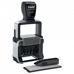 Датер самонаборный, металлический, 2 строки + дата, оттиск 41х24 мм, сине-красный, TRODAT 5435, КАССА, 130012