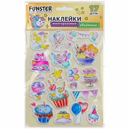 Наклейки объемные "Вдохновение", 19х15 см, ассорти 12 видов, FUNSTER (ФАНСТЕР), 666088