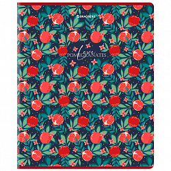 Тетрадь А5, 48 л., BRAUBERG, скоба, клетка, матовая ламинация, выборочный лак, "Гранаты" (микс в спайке), 404376