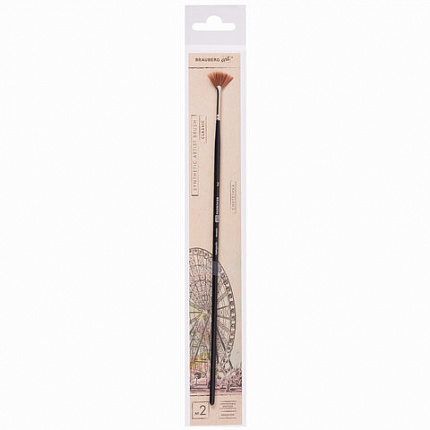 Кисть художественная профессиональная BRAUBERG ART CLASSIC, синтетика, мягкая, веерная, № 2, длинная ручка, 200948