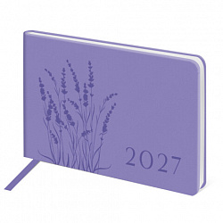 Еженедельник датированный 2027 МАЛЫЙ ФОРМАТ 105х160мм А6 BRAUBERG Imprint, тиснение, сиреневый, 118162