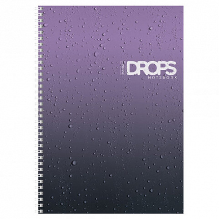 Тетрадь А4 80 л., HATBER, гребень, клетка, глянцевая ламинация, "Drops" (микс в спайке), 088870, 80Т4лВ1гр