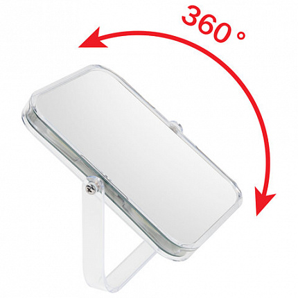 Зеркало настольное BRABIX, 19х16 см, двустороннее, с увеличением, прозрачная рамка, 607423