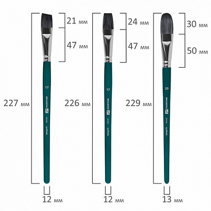 Кисти художественные набор 15 шт + мастихин в пенале, синие, синтетика, BRAUBERG ART