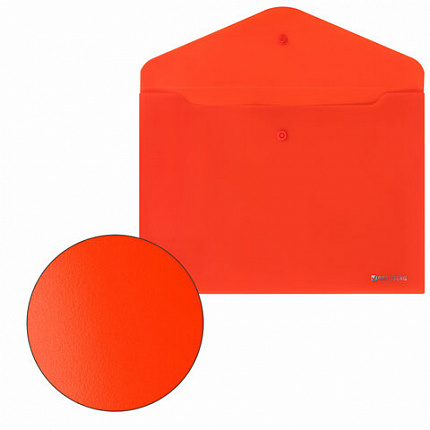 Папка-конверт с кнопкой BRAUBERG "SUPER", А4, матовая непрозрачная, красная, ПРОЧНАЯ 0,2 мм, 272878