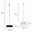 Совок для мусора КОМПЛЕКТ щетка + рукоятка совка 84см, щетки 63-108 см телескоп, магнитный держатель, бело-серый, колорбокс, DASWERK, 608950