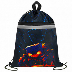 Мешок для обуви BRAUBERG, с петлей, светоотражающая полоса, 2 отделения, 46х36 см, "Fire spider", 273450