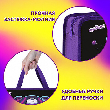Папка на молнии с ручками ЮНЛАНДИЯ А4, 1 отделение, пластик, 80 мм, "Anime fan", 273362