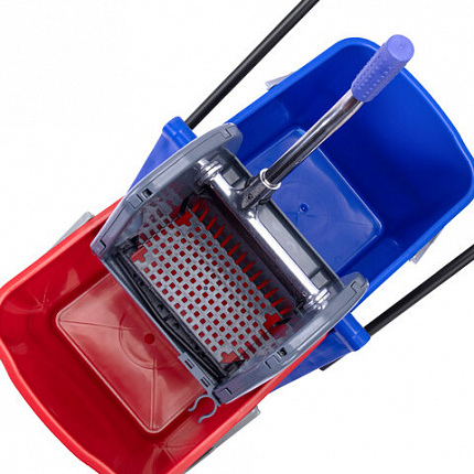 Тележка уборочная BRABIX, 2 съемных ведра 23 л, механический отжим, пластиковый каркас, 606659